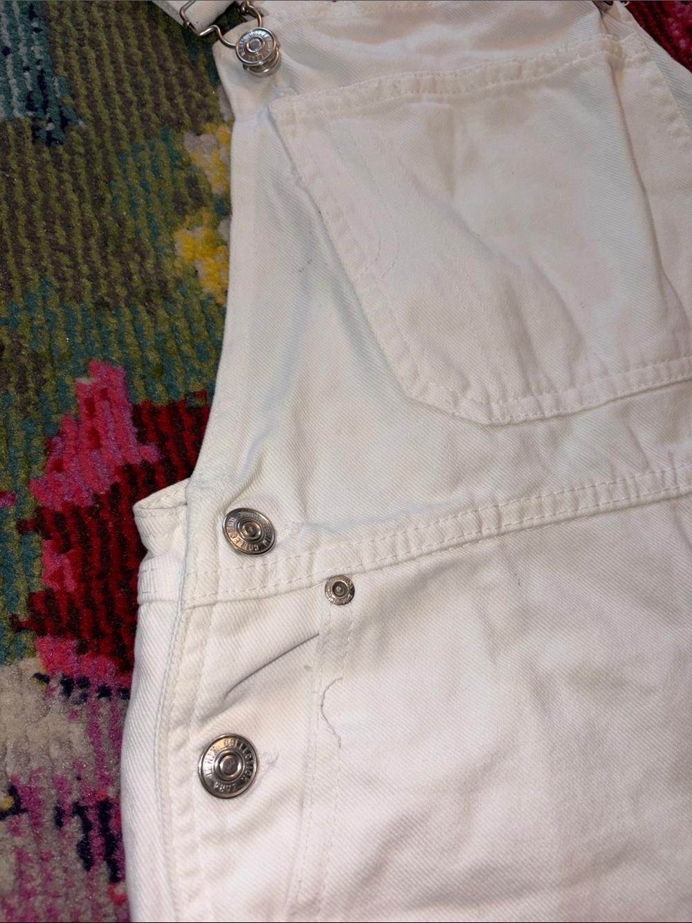 ZARA Girls White Denim Overall Shorts Size 10-12 (152) Adjustable Straps Raw Hem - Picture 5 of 9